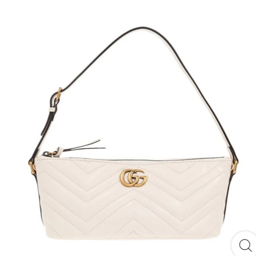 Gucci Cream Leather Shoulder Bag with Gold Accents